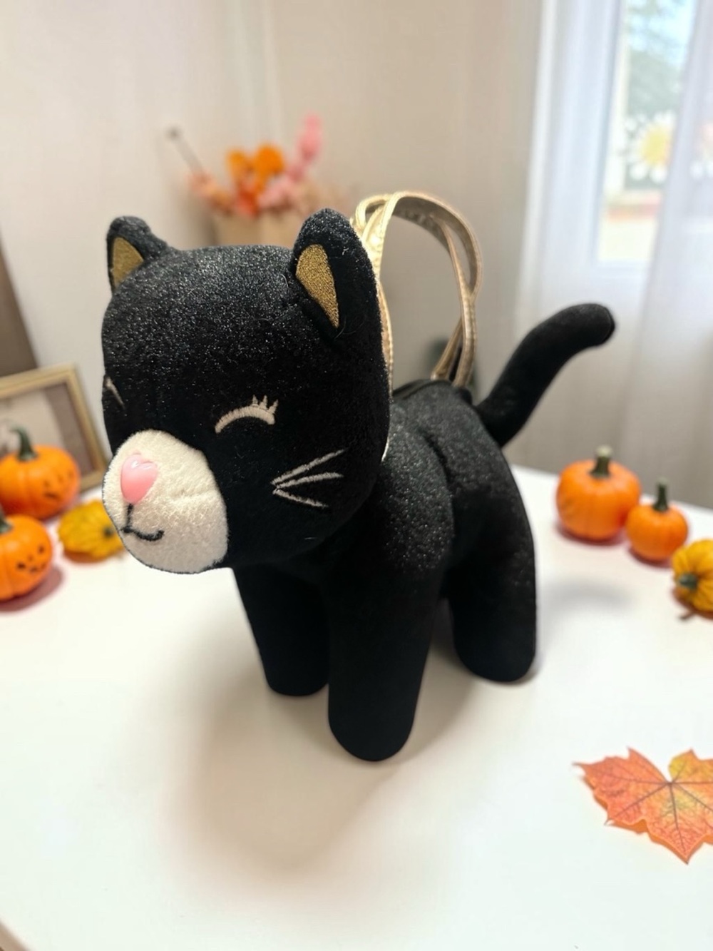 Gymboree Black Plush Cat Purse